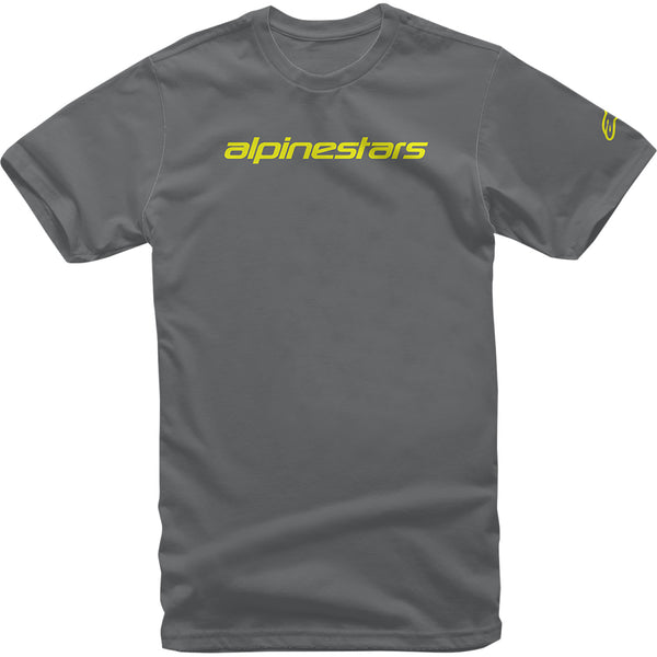 Alpinestars Linear Wordmark T-Shirt - Charcoal/Fluorescent Yellow - XL 1212720201852XL