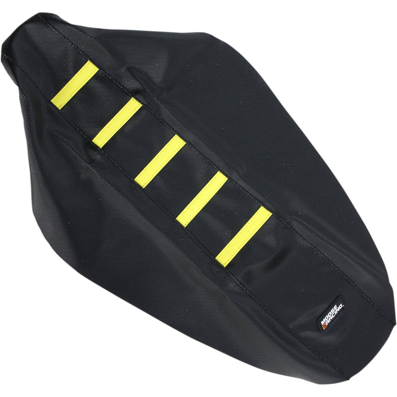 Moose Racing Ribbed Seat Cover - Black Cover/Yellow Ribs - Suzuki RMZ45008-331RT
