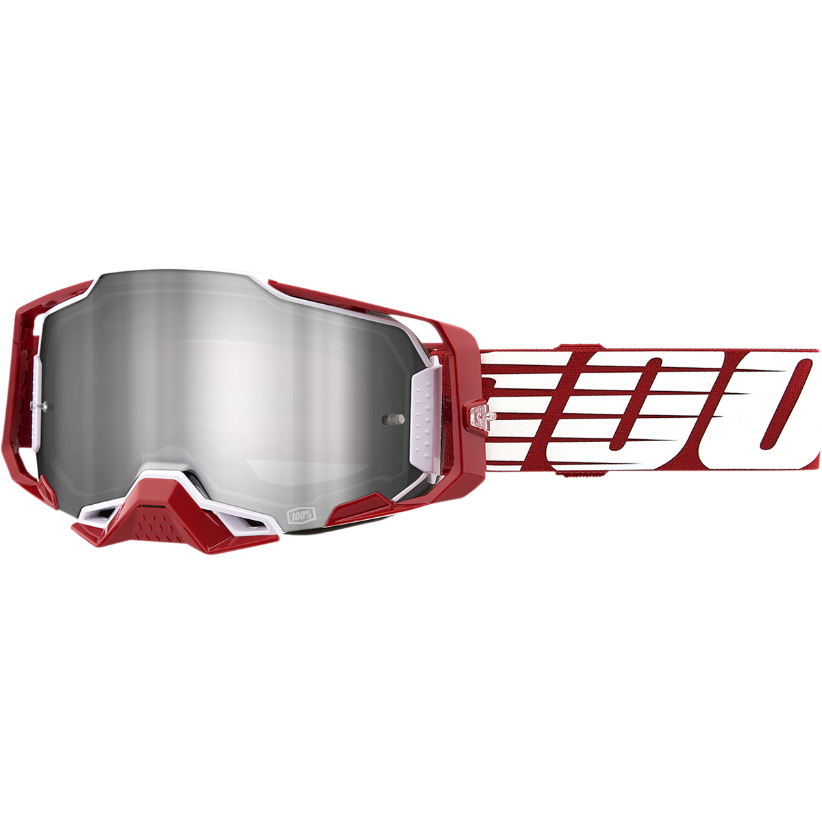 100% Armega Goggle Oversized Deep Red - Flash Silver Lens