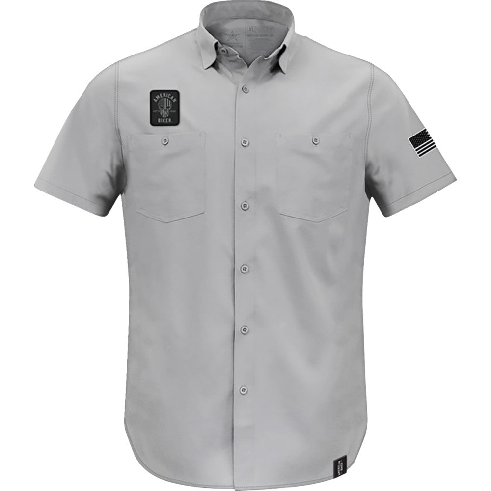 AMERICAN BIKER Biker Sam Lightweight Shirt - Gray/Black - Small ABBSAM11ST74GYSR