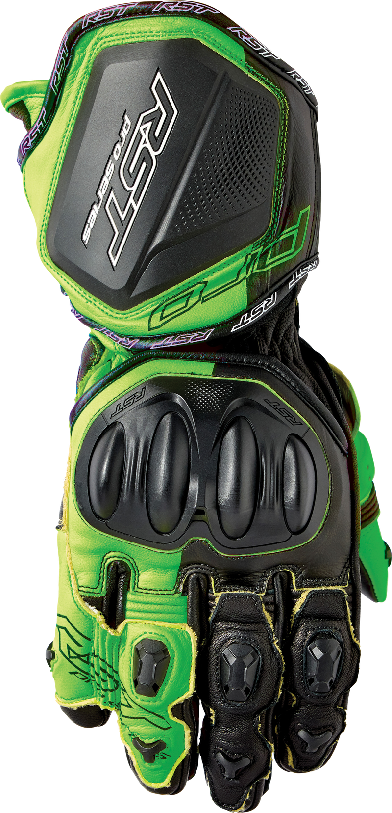 RST Pro Series GP D3O CE Leather Glove - Black/Fluro Green - L