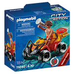 Playmobil City Action toy set packaging with a boy on a quad bike.