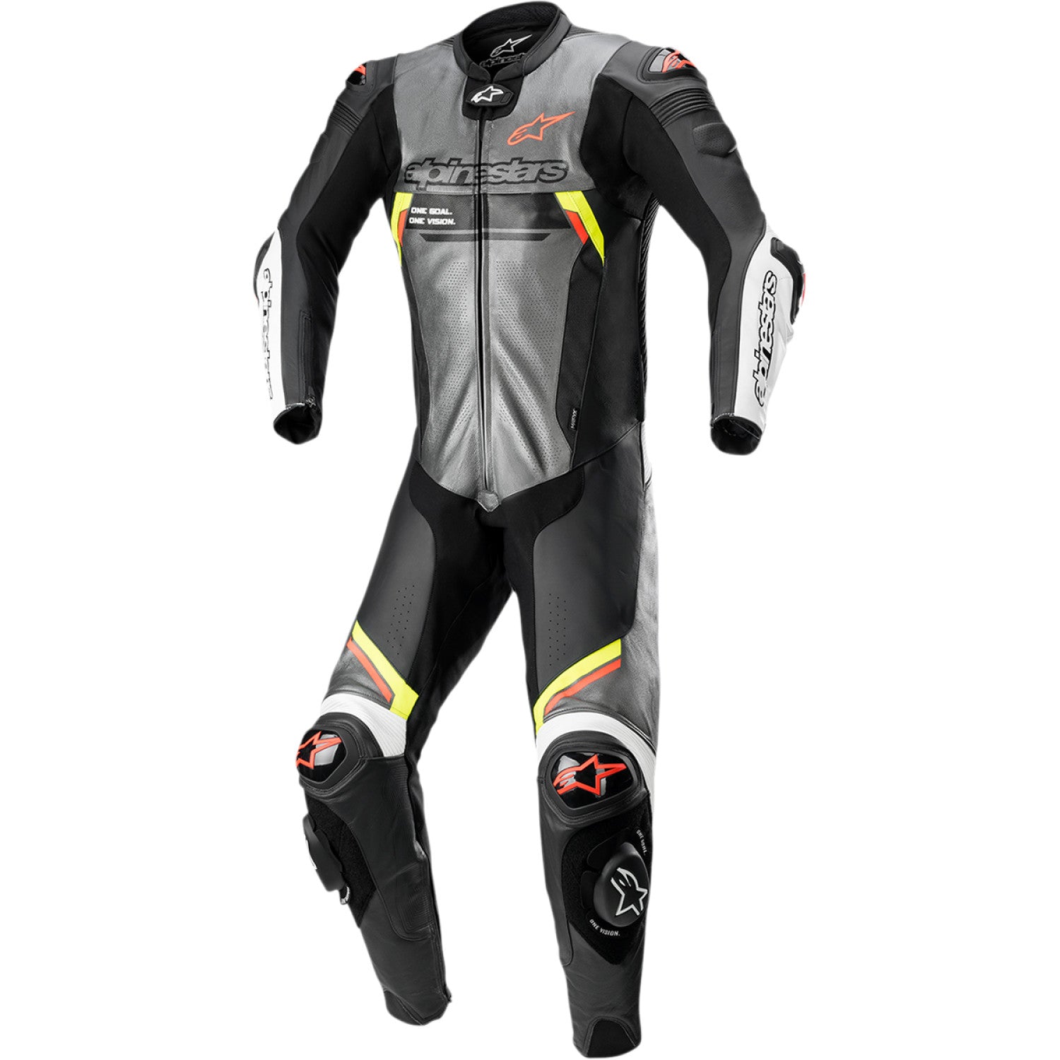 ALPINESTARS Missile Ignition v2 1-Piece Suit - Metallic Gray/Black/Yellow/Red Fluorescent - US 40 / EU 50 3150222-9135-50