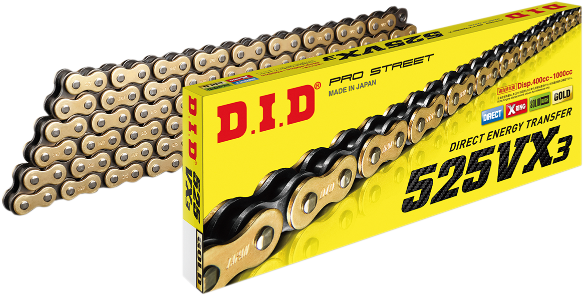 DID 525 VX3 - Drive Chain - 110 Links - Gold M525VX3G110ZB