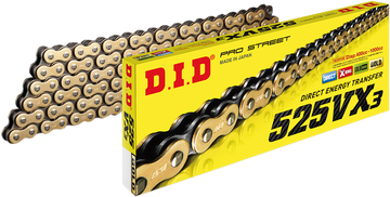 DID 525 VX3 - Drive Chain - 110 Links - Gold M525VX3G110ZB