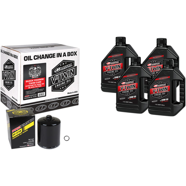 Maxima Racing Oil Quick Change Twin Cam Synthetic 20W-50 Oil Change Kit - Black Filter 90-119014PB