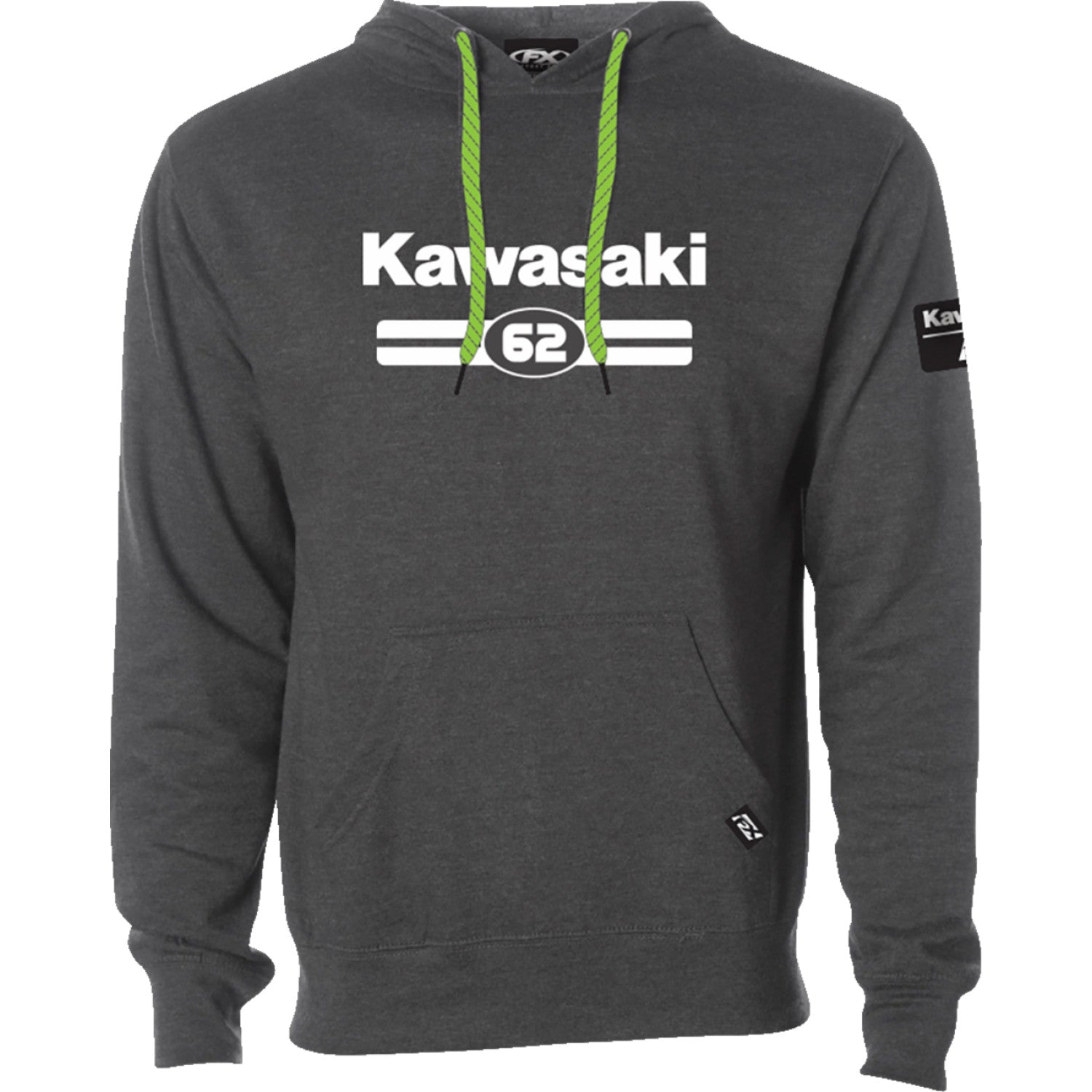FACTORY EFFEX Kawasaki Sixty Two Pullover Hoodie - Heather Charcoal - 2XL 27-88108