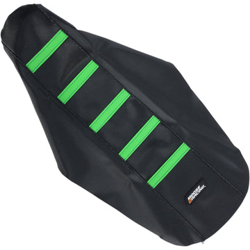 Moose Racing Ribbed Seat Cover - Black Cover/Green Ribs - Kawasaki KX8514-33RT