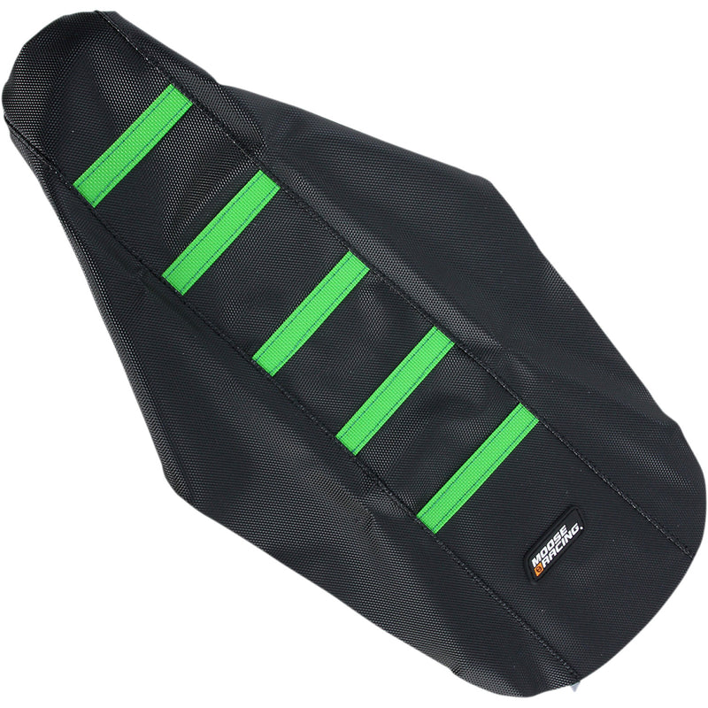 Moose Racing Ribbed Seat Cover - Black Cover/Green Ribs - Kawasaki KX8514-33RT