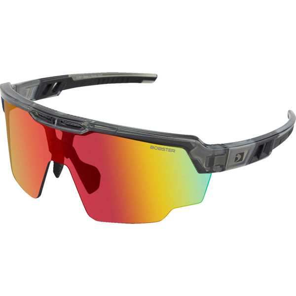 Bobster Wheelie Sunglasses - Gloss Clear Gray - Smoke Black Red Revo Mirror Lens BWHE01
