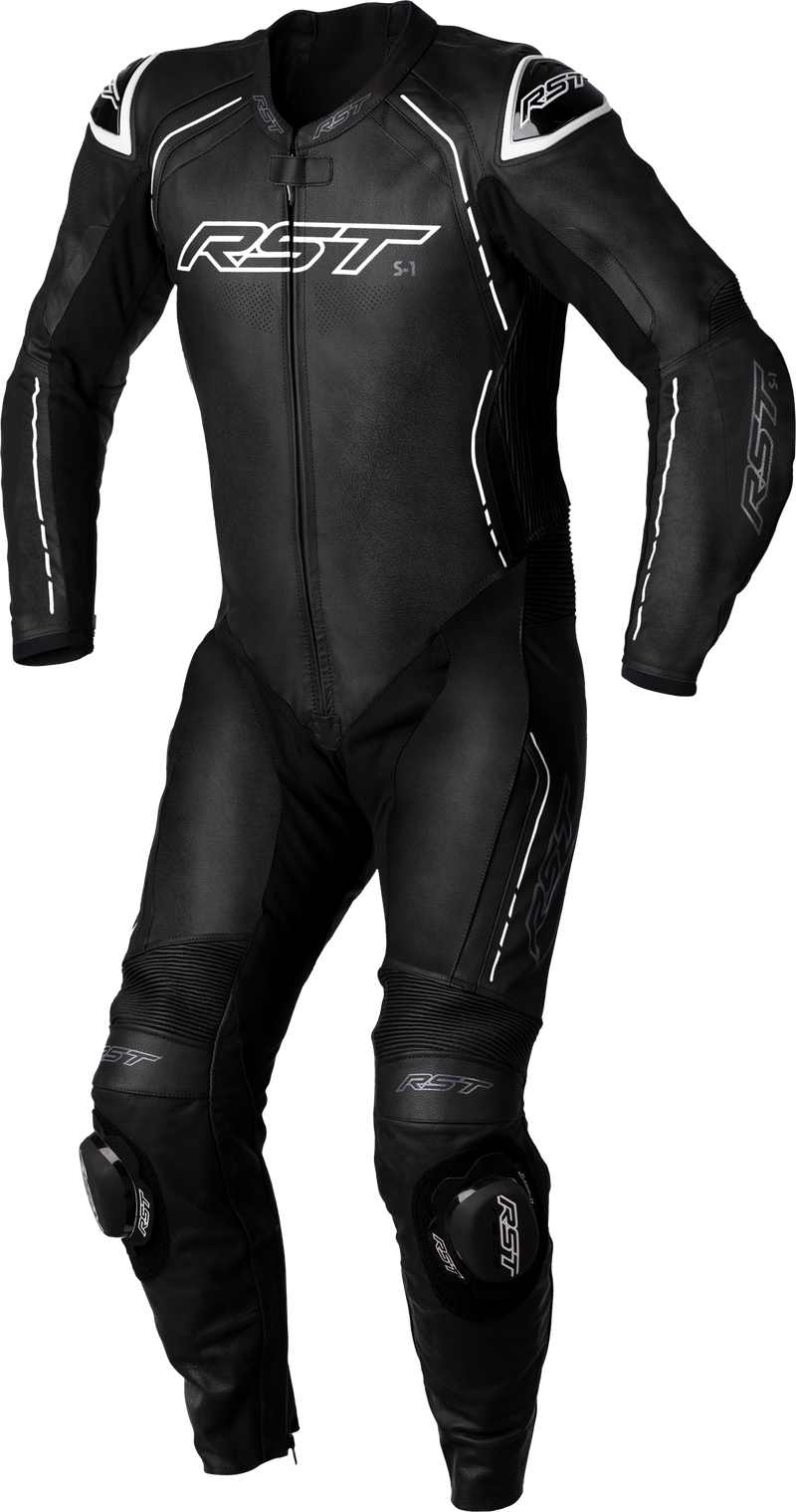 RST S1 CE Leather Suit - Black/Black/White - 4XL