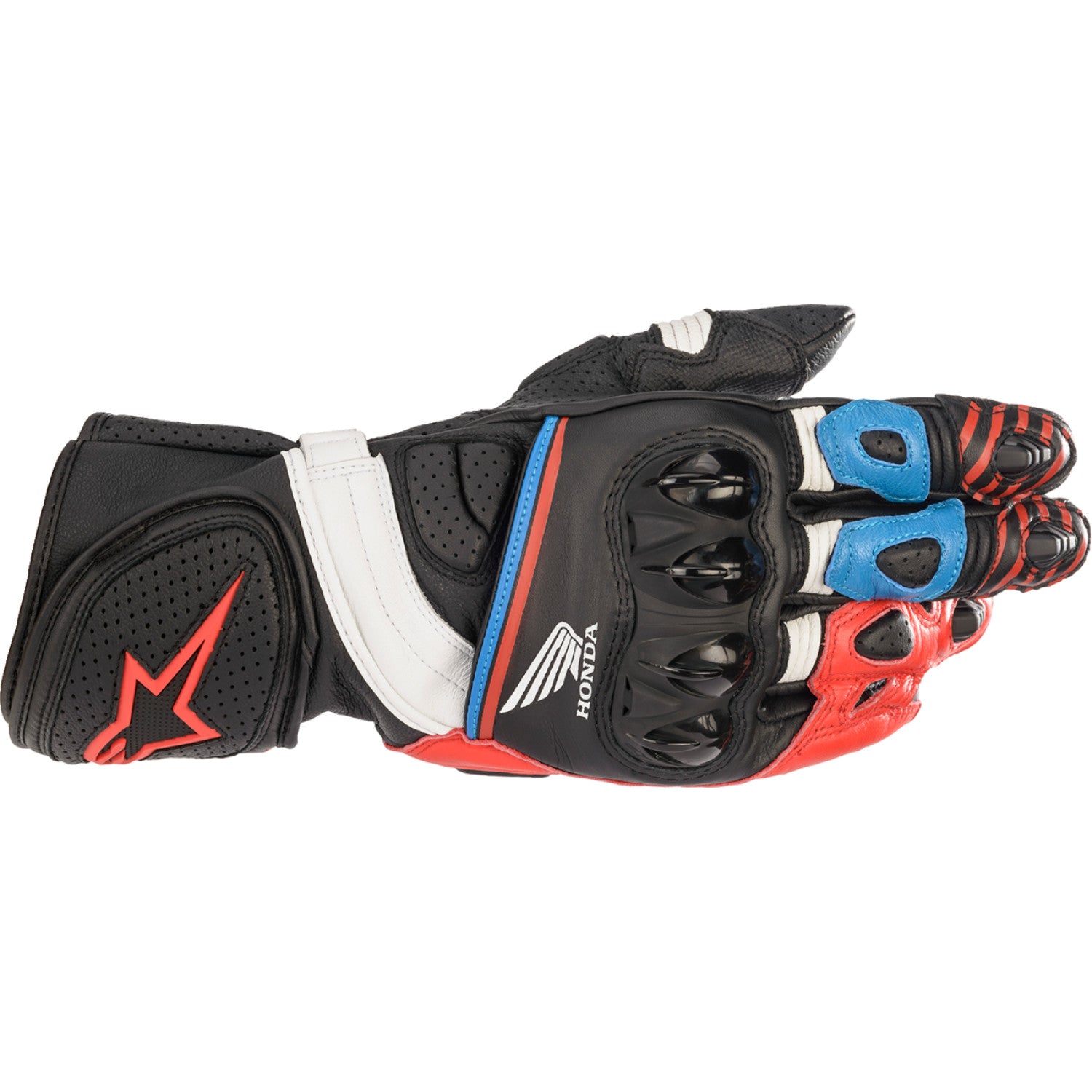 ALPINESTARS Honda GP Plus R v2 Gloves - Black/Bright Red/Blue - Small 3556321-1317-S