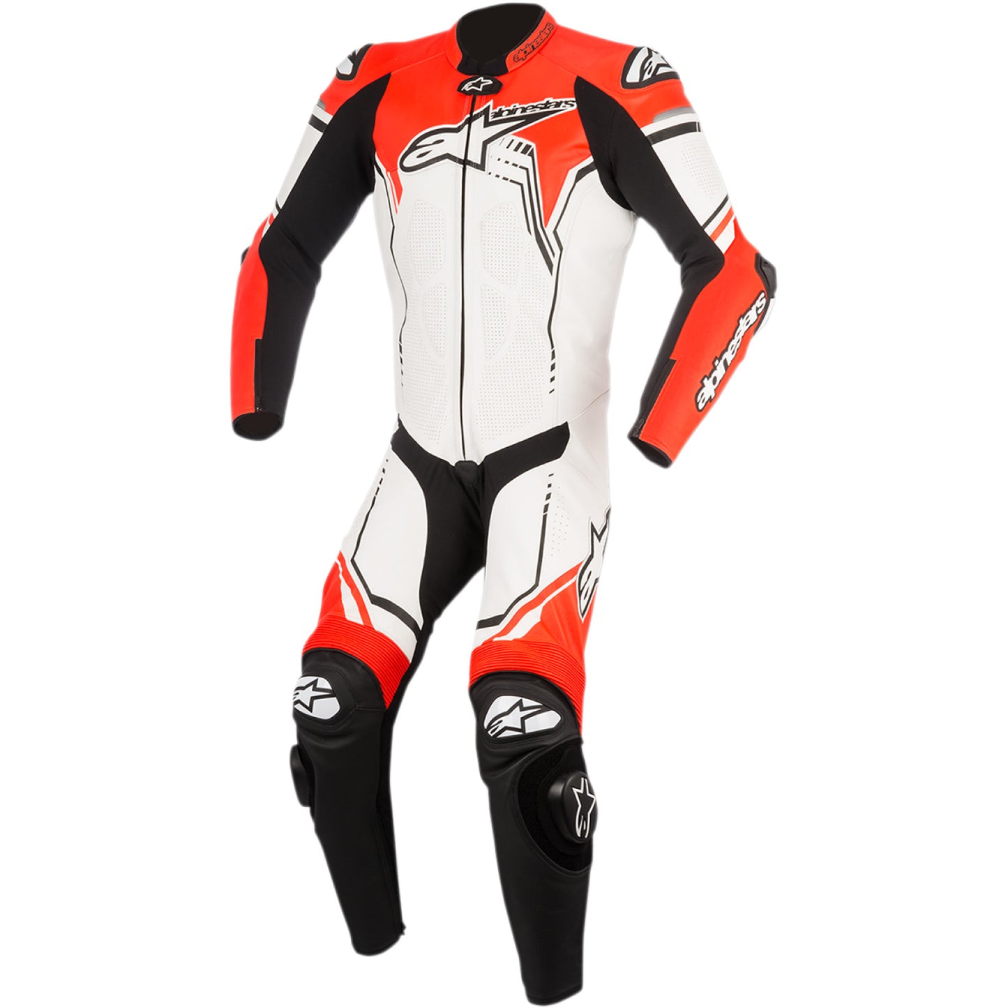 ALPINESTARS GP Plus v2 1-Piece Leather Suit - White/Black/Red Fluorescent - US 44 / EU 54 3150518-233-54