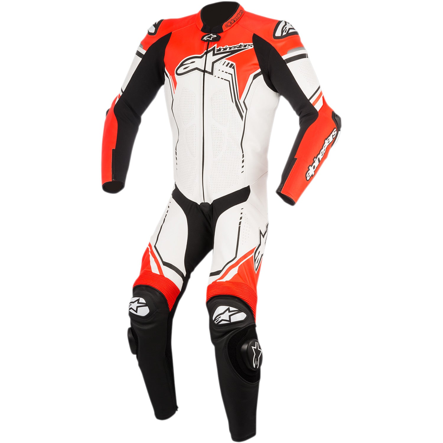 ALPINESTARS GP Plus v2 1-Piece Leather Suit - White/Black/Red Fluorescent - US 48 / EU 58 3150518-233-58