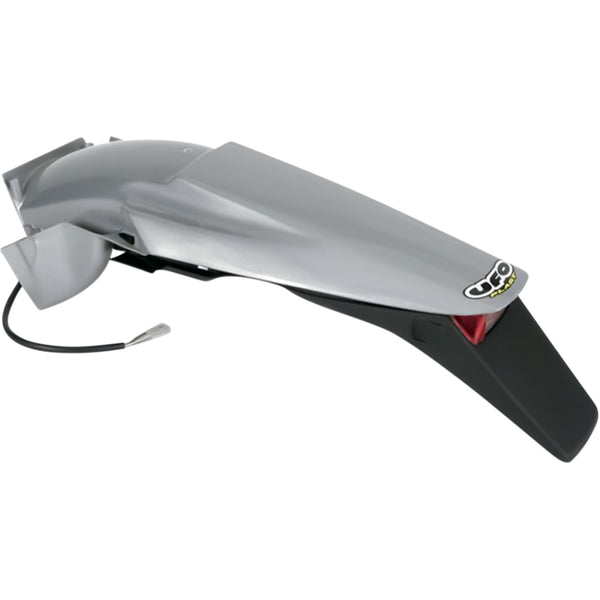 UFO Enduro Rear Fender with Light - Silver/Black KT03043340