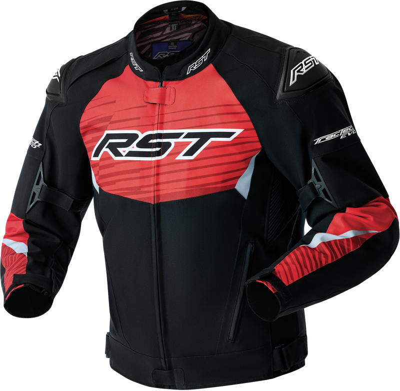 RST Tractech Evo D3O CE Textile Jacket - Black/Fluro Red - S