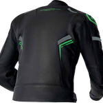 RST S1 D3O Leather CE Jacket - Black/Grey/Fluro Green - S