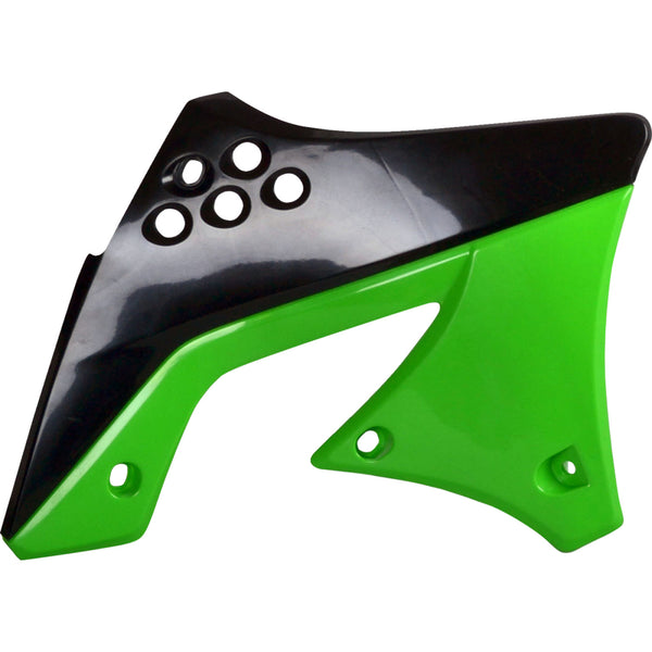 Polisport Radiator Cover - '09/ '11 OEM Black/Green - KX 250F 8412800004
