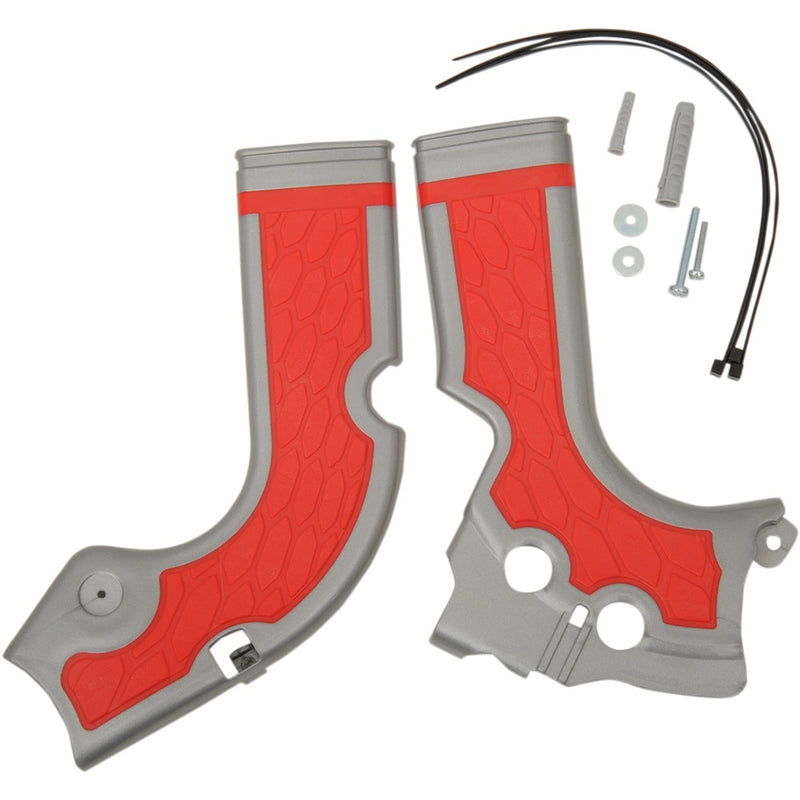 Acerbis X-Grip Frame Guards - Silver/Red - CRF 250R/450R 2374241418