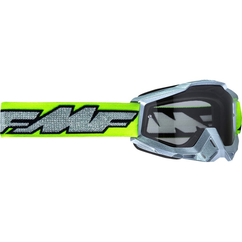 FMF PowerBomb Goggles - Rocket - Silver Lime - Clear F-50036-00011