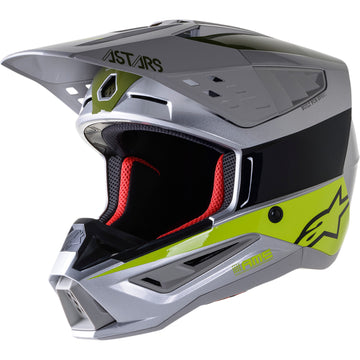 ALPINESTARS SM5 Helmet - Bond - Silver/Yellow/Green - Small 8303522-1956-SM