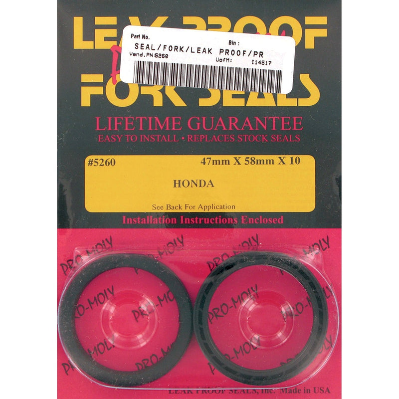 Leakproof Seals Fork Seals - 47 mm ID x 58 mm OD x 10 mm T - Pro-Moly 5260