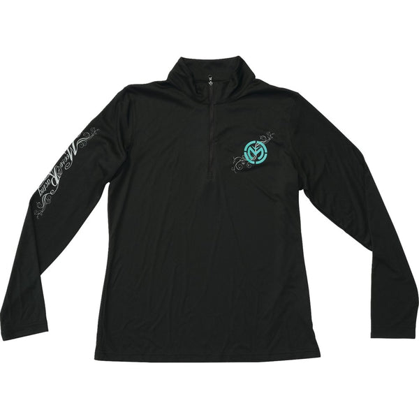 Moose Offroad Women's Flourish Script Quarter Zip Pullover - Black - Small 3051-1231