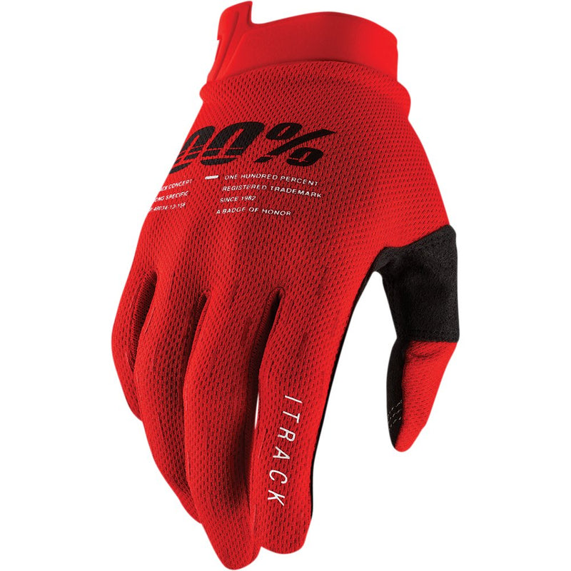 100% iTrack Gloves - Red - Large 10008-00017