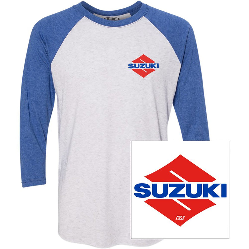 Factory Effex Suzuki Wedge Baseball T-Shirt - White/Royal - 2XL 23-87428