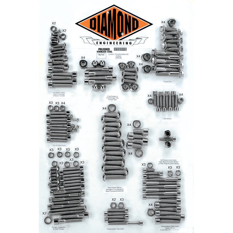 Diamond Engineering Fastener Kit - Custom/Transformation - OEM - Softail DE6009HP