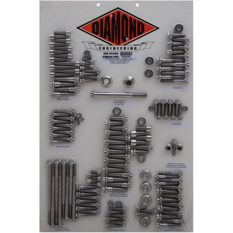 Diamond Engineering Fastener Kit - Custom/Transformation - 12-Point - Softail PB659S