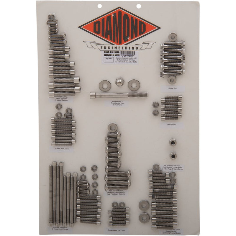 Diamond Engineering Fastener Kit - Custom/Transformation - OEM - Softail DE6079HP