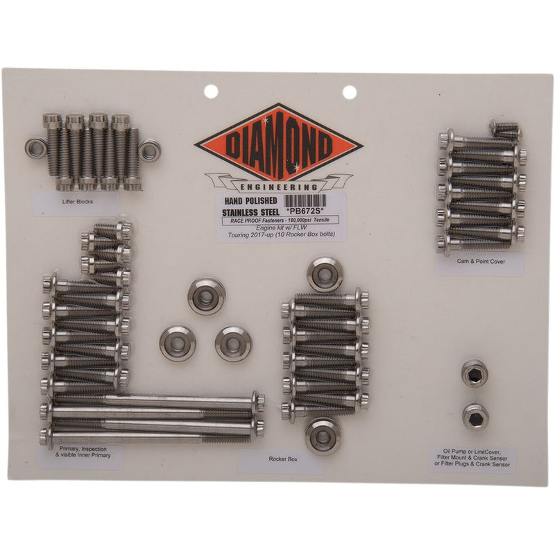 Diamond Engineering Fastener Kit - Engine/Rocker Box - 12-Point Flange - Touring PB672S