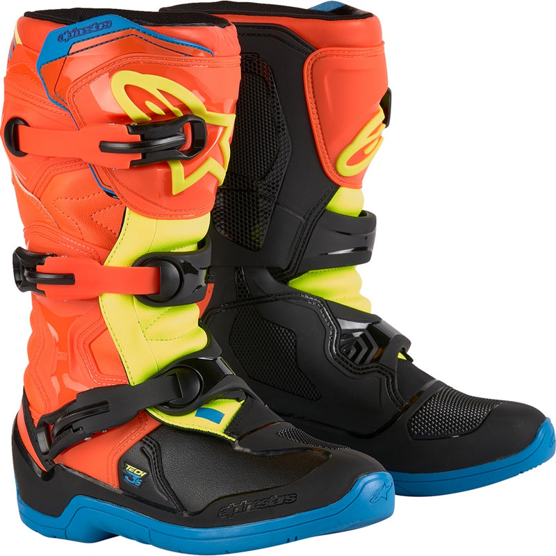 Alpinestars Youth Tech3S Boots - Orange/Blue/Yellow/Black - US 8 / EU 42 2014024-4755-8