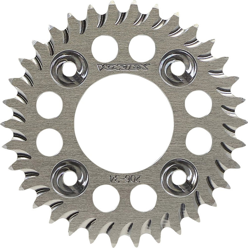 Vortex Aluminum Sprocket - Silver - Rear - 34 Tooth 206-34