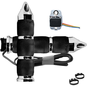 Avon Grips Heated Grips - Air Cushion - Spike - Metric - Chrome MT-AIR-90-C-S-H