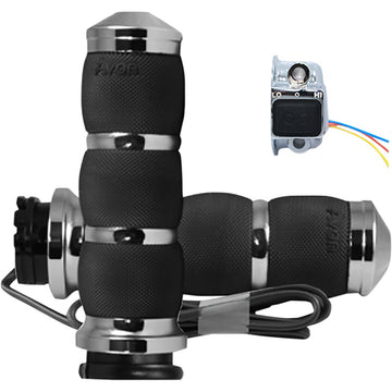 Avon Grips Heated Grips - Air Cushion - Cable - Chrome AIR-90-HT