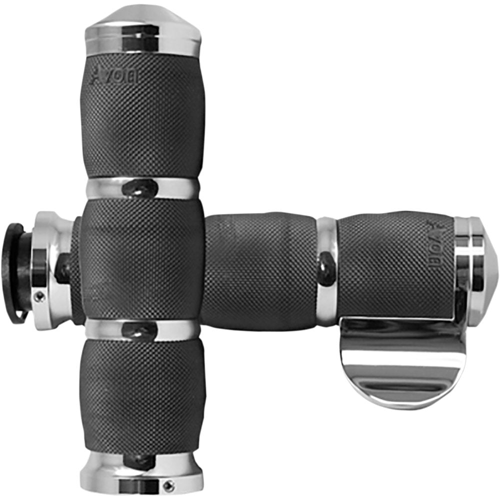 Avon Grips 3-Ring Air Cushioned Grips - Indian - Throttle Boss - Chrome IN-TO-AIR-90C-B