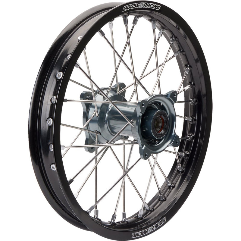 Moose Offroad Wheel Assembly - SX-1 - Complete - Front - Black Wheel/Gray Hub - 16x1.85 MR8X-16016-BKGY