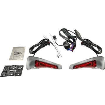 Custom Dynamics Sequential Tour Pak Seat Back Rest LED Lights - Chrome/Red - FLH CD-TPBR-14-RC