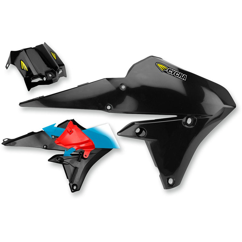 Cycra PowerFlow Shrouds - with Air Box Cover - Black 1CYC-1778-12