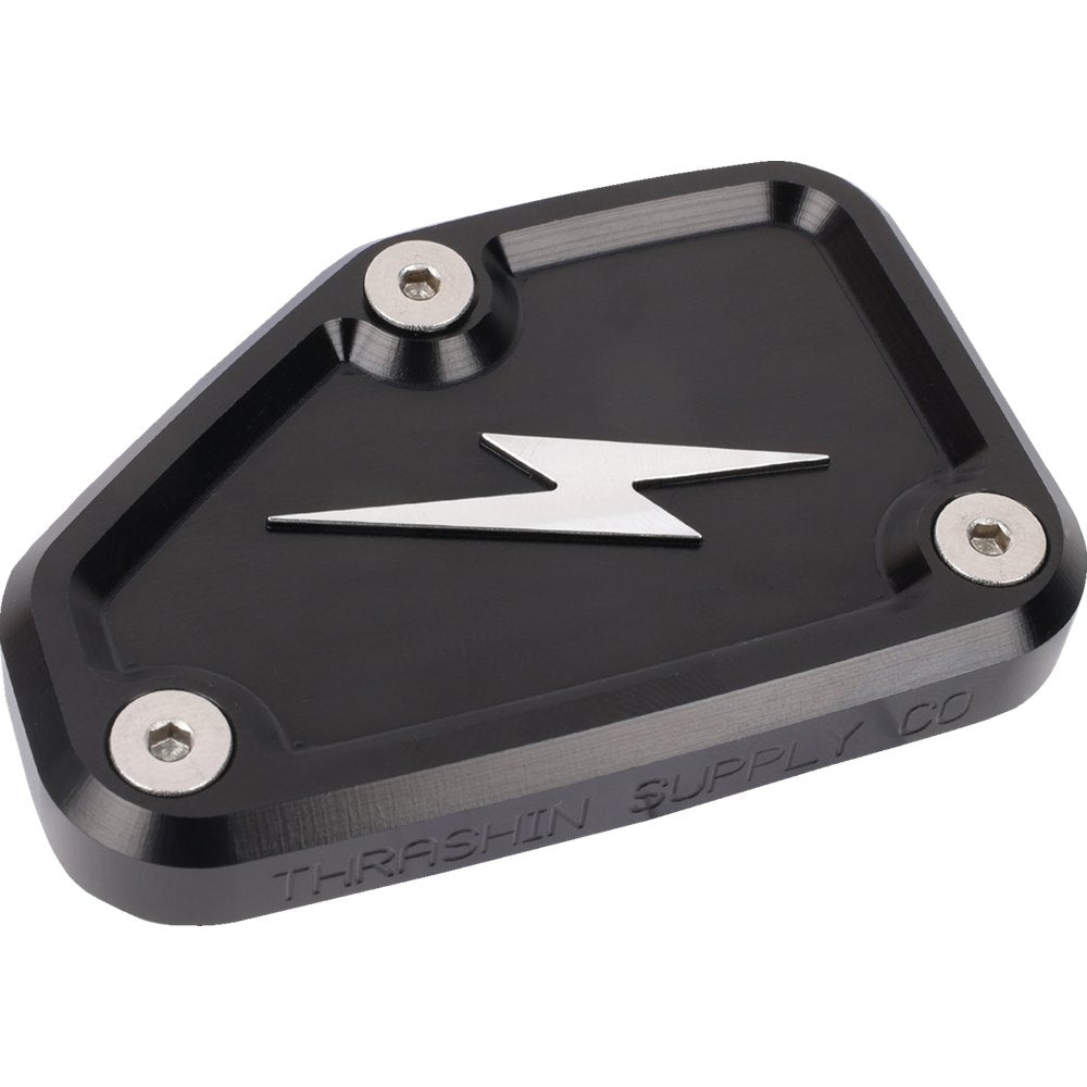 THRASHIN SUPPLY CO. Master Cylinder Cover - Brake - Front - Black/Twice-Cut TSC-3178-4