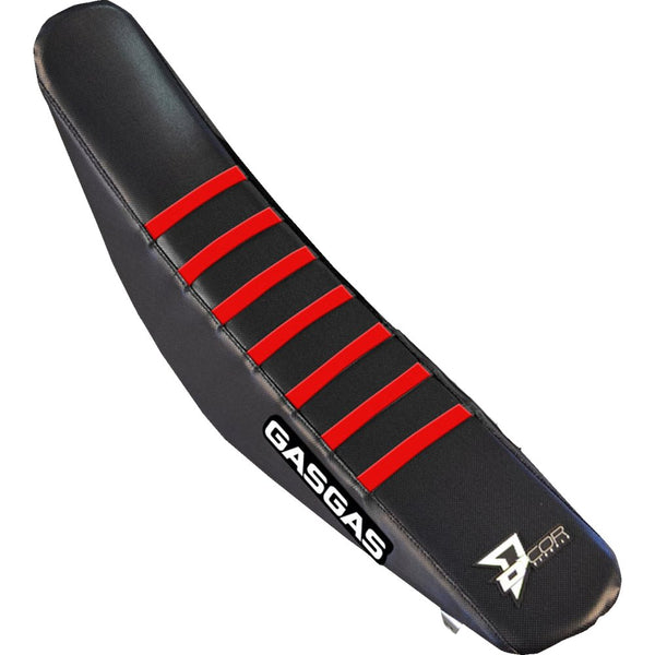 D'Cor Visuals Seat Cover - Black/Red Ribs - Gas Gas MC '23-'25 30-65-102