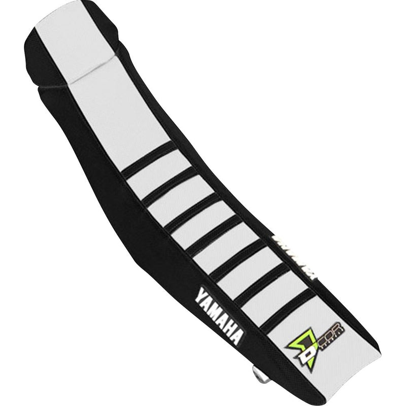 D'Cor Visuals Seat Cover - Black/White w/ Black Ribs - YZ '22-'25 30-50-148