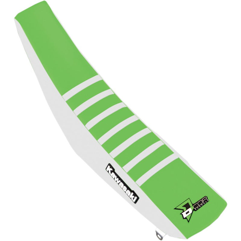 D'Cor Visuals Seat Cover - White/Green/White - KX250/450 '19-'25 30-20-475