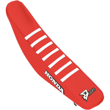 D'COR VISUALS Seat Cover - Red w/ White Ribs - CRF150R '07-'25 30-10-151