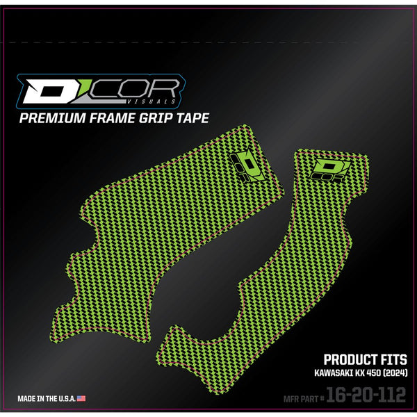 D'Cor Visuals Frame Grip Tape - Green/Black - Kawasaki - KX 250/450 16-20-112