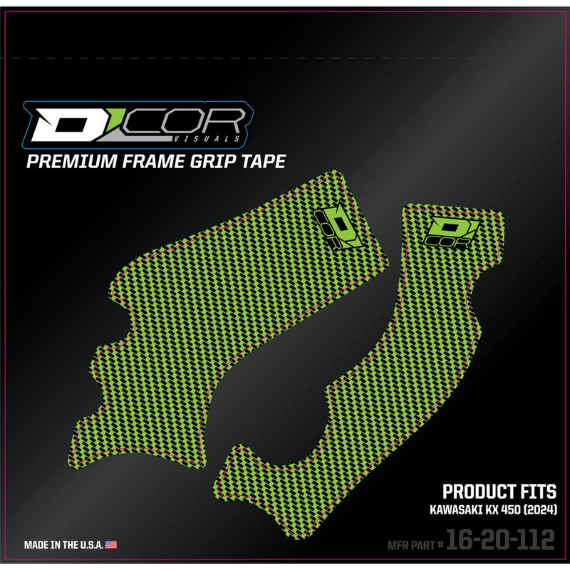 D'Cor Visuals Frame Grip Tape - Green/Black - Kawasaki - KX 250/450 16-20-112