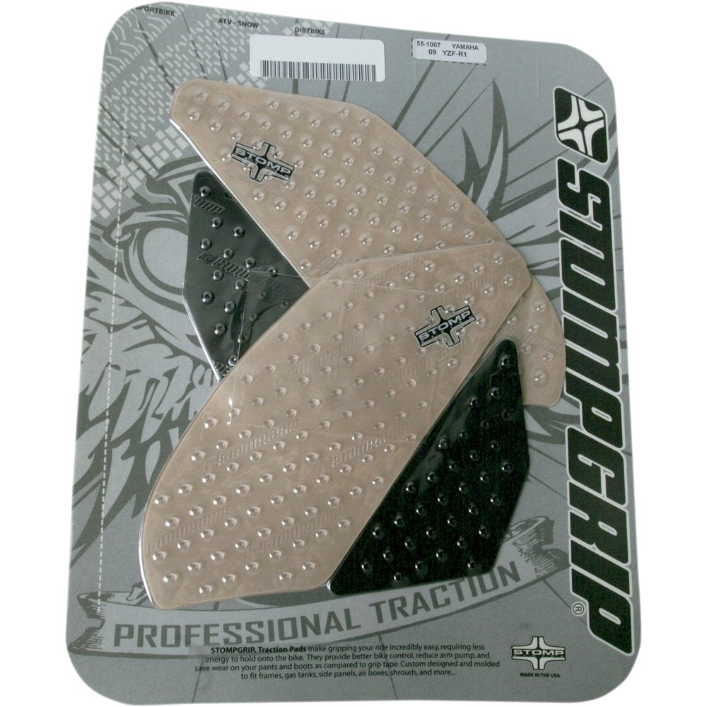 STOMPGRIP Traction Pad Tank Grips - Volcano - Clear/Black - YZF-R1 '09-'14 55-10-0007H