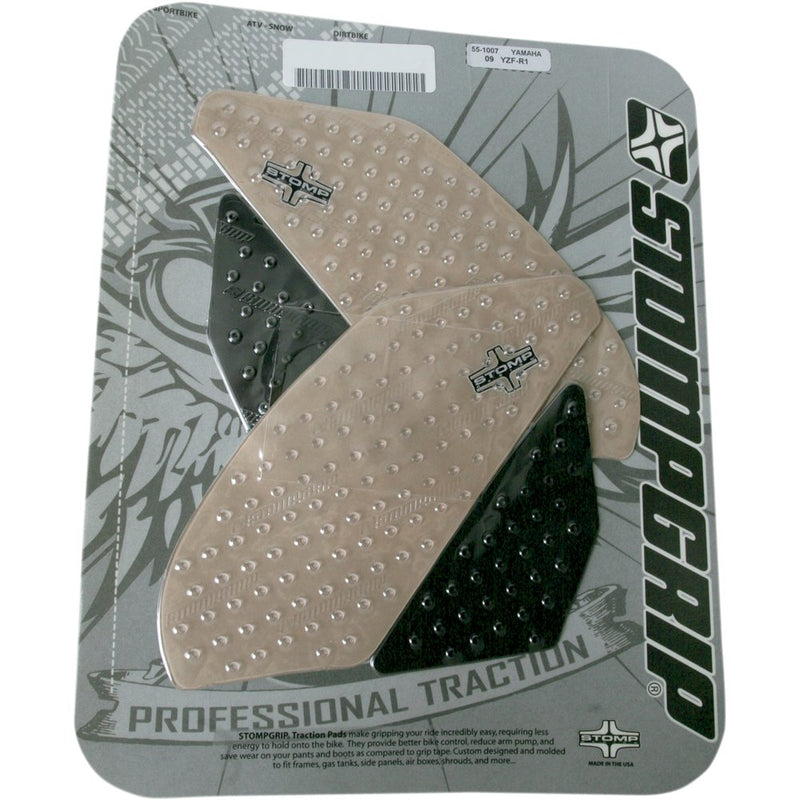 STOMPGRIP Traction Pad Tank Grips - Volcano - Clear/Black - YZF-R1 '09-'14 55-10-0007H